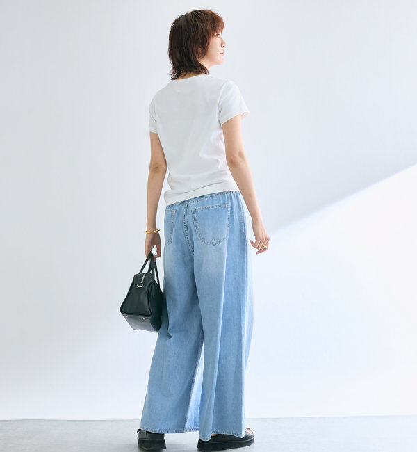  「【MONN.:.(モン)】ライトデニムワイドパンツ」|デニム|