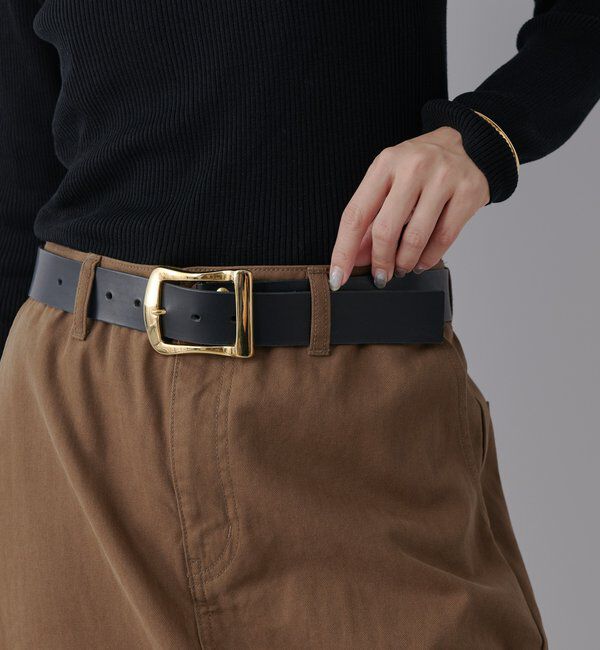  「【MONN.:. （モン）】ゴールドメタルレザーベルト」|ベルト|