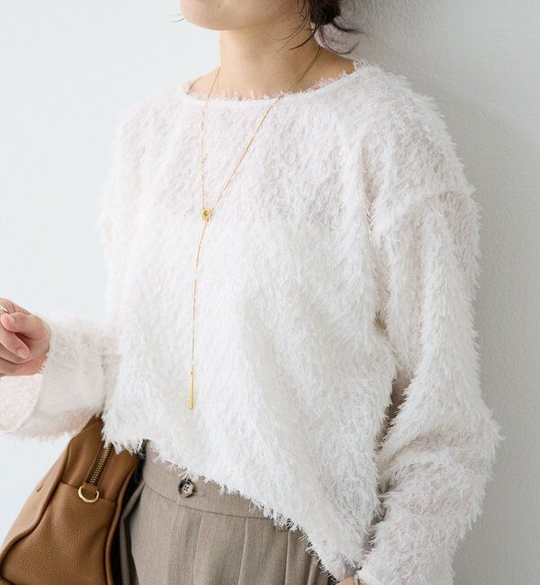  「【オケージョンにも】フェザージャガードブラウス」|シャツ・ブラウス|ホワイト