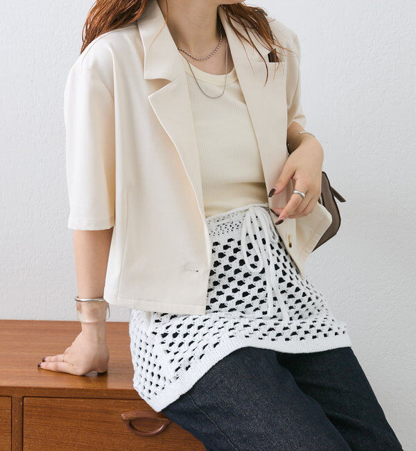  「半袖ショートジャケット」|その他|アイボリー