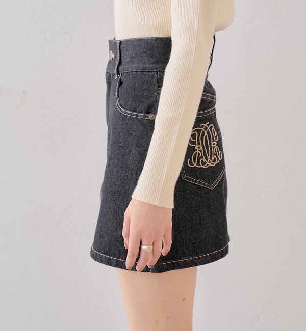  「【WEB限定/セットアップ対応】ポケット刺繍台形デニムスカート」|スカート|