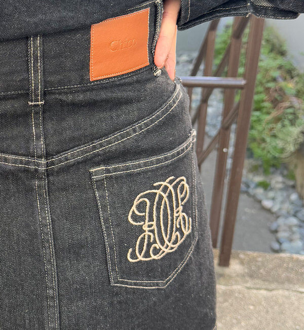  「【WEB限定/セットアップ対応】ポケット刺繍台形デニムスカート」|スカート|