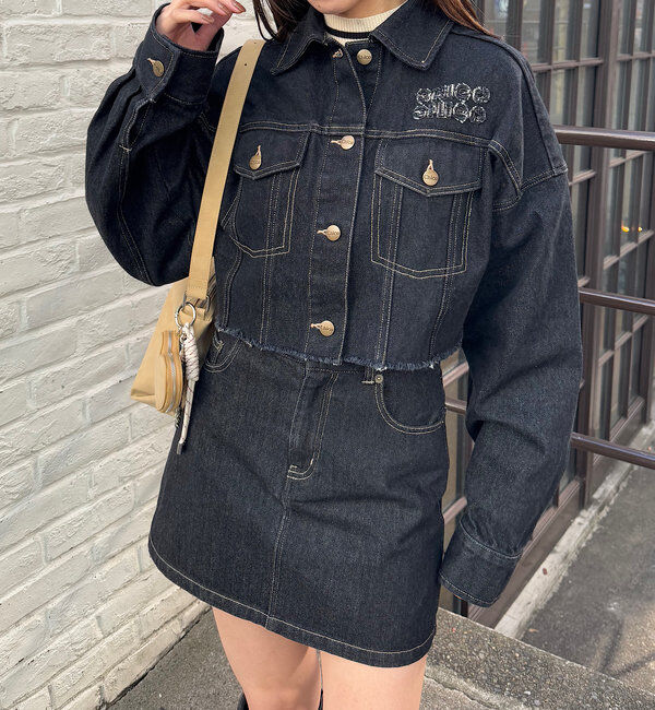  「【WEB限定/セットアップ対応】ポケット刺繍台形デニムスカート」|スカート|