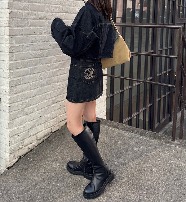  「【WEB限定/セットアップ対応】ポケット刺繍台形デニムスカート」|スカート|