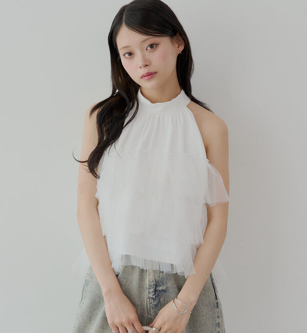  「チュールティアードアメスリブラウス」|シャツ・ブラウス|ホワイト