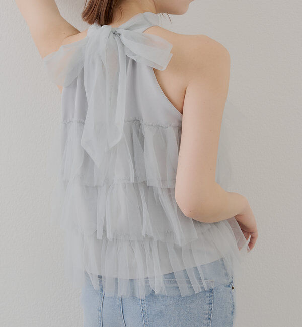  「チュールティアードアメスリブラウス」|シャツ・ブラウス|ブルー