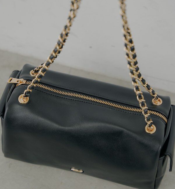  「チェーンハンドル横長スエードバッグ」|ボストンバッグ|