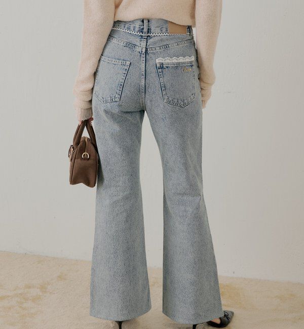  「レースデザインフレアデニム」|デニム|ブルーその他1