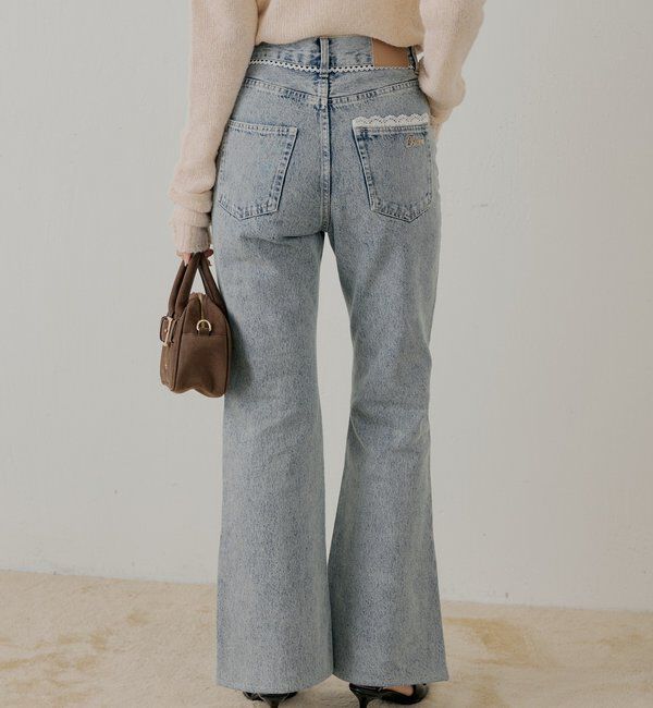  「レースデザインフレアデニム」|デニム|