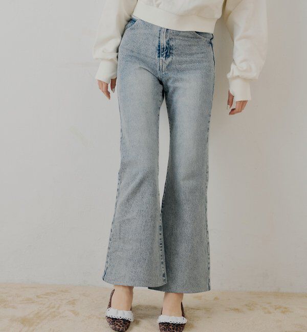  「レースデザインフレアデニム」|デニム|