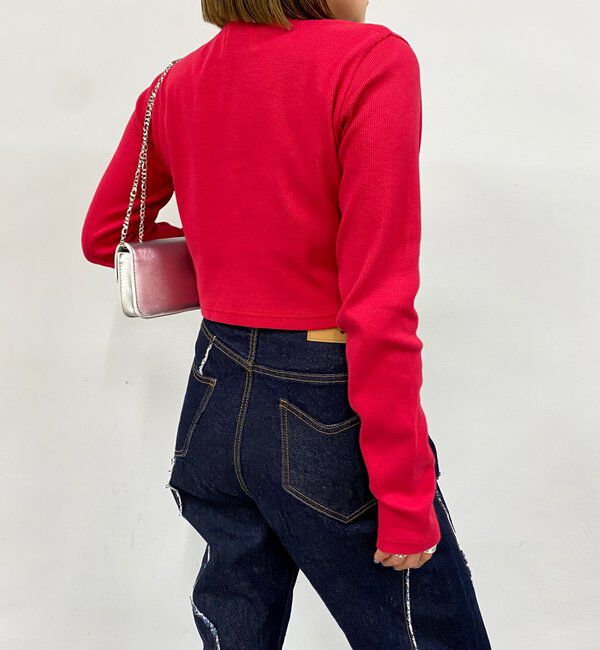  「【WEB限定】ヘンリーネックショートトップス」|Tシャツ・カットソー|