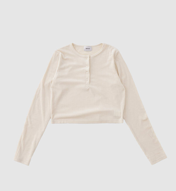  「ベロアヘンリーネックショートトップス」|Tシャツ・カットソー|