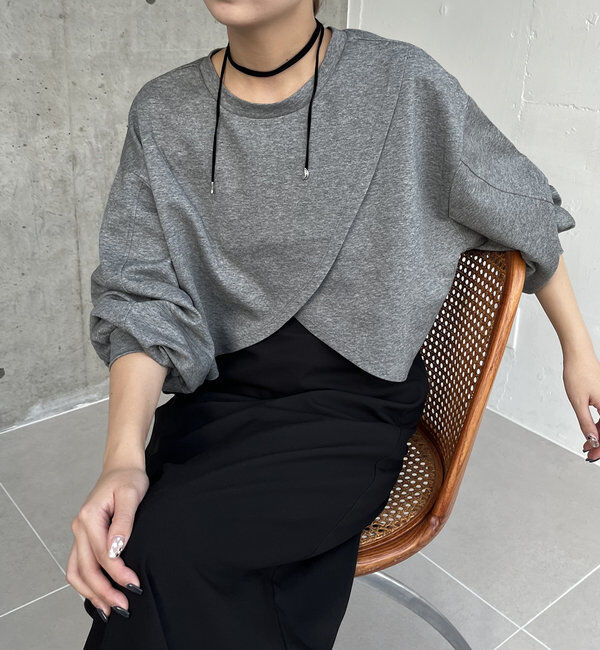  「ボンディングカシュクールプルオーバー」|Tシャツ・カットソー|グレー