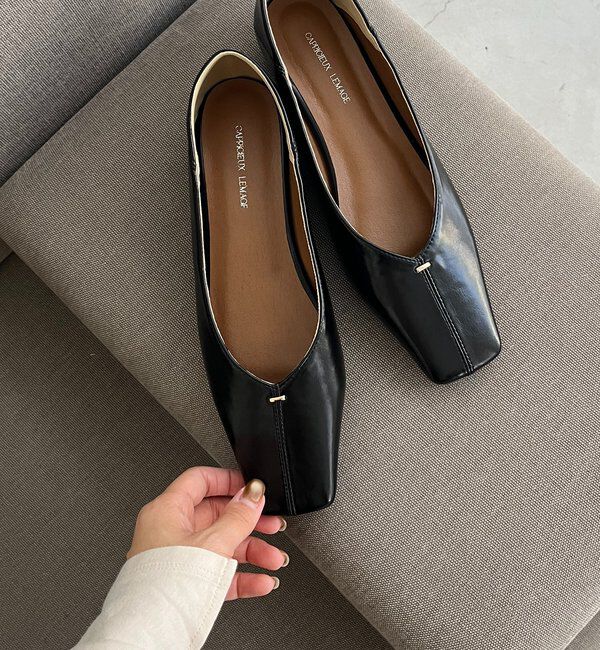  「【大人の定番パンプス】スクエアステッチフラットシューズ」|ロングブーツ|