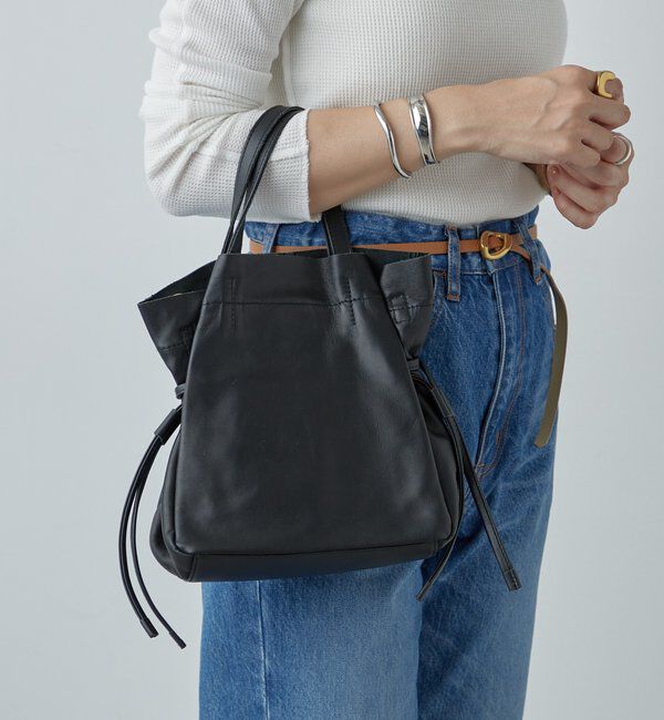  「レザー巾着ショルダーバッグ」|トートバッグ|