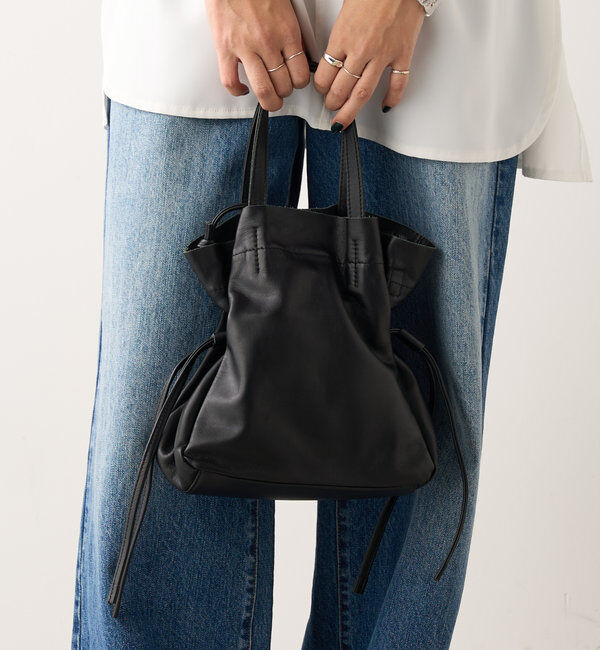  「レザー巾着ショルダーバッグ」|トートバッグ|
