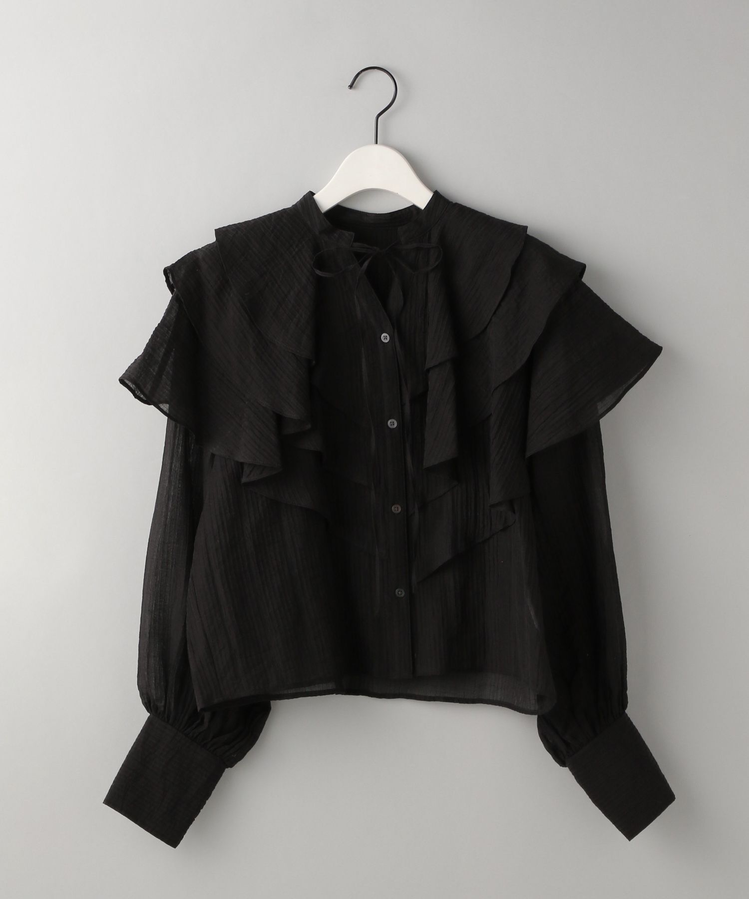 A part by 「アシメフリルクロップドブラウス」|シャツ・ブラウス|ブラック