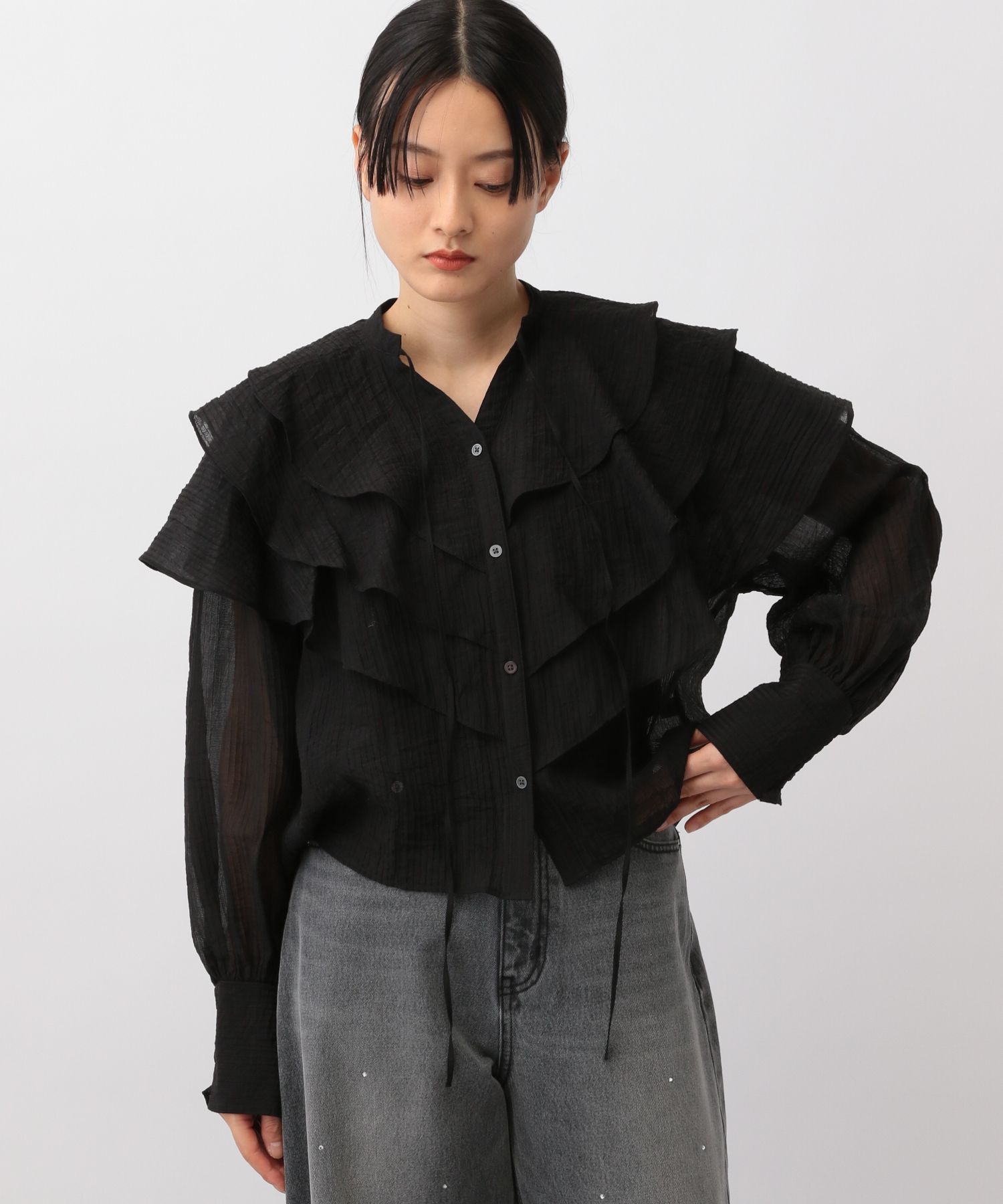 A part by 「アシメフリルクロップドブラウス」|シャツ・ブラウス|