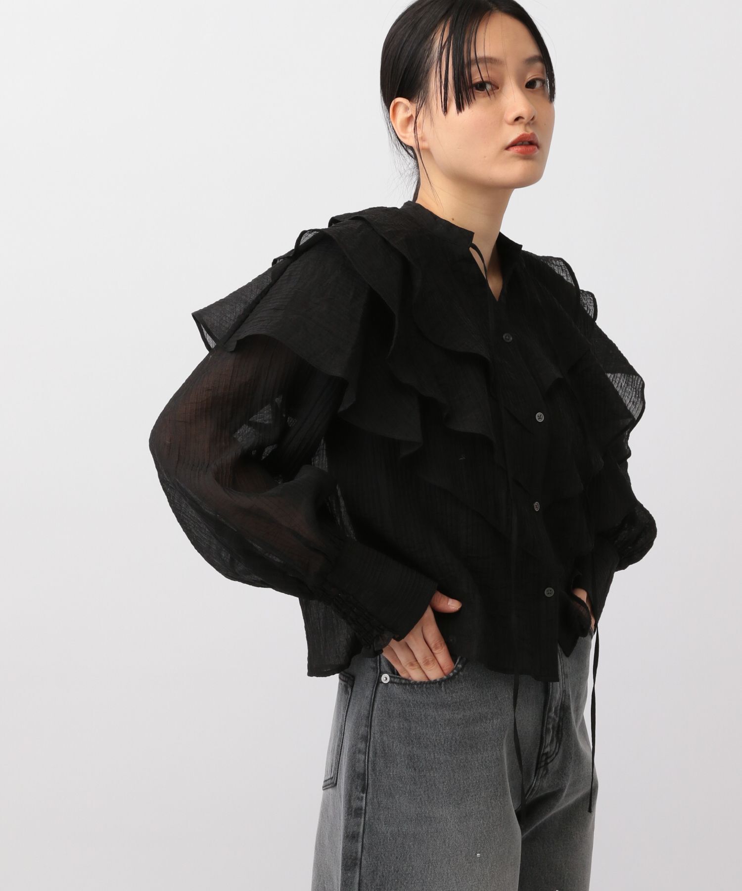 A part by 「アシメフリルクロップドブラウス」|シャツ・ブラウス|