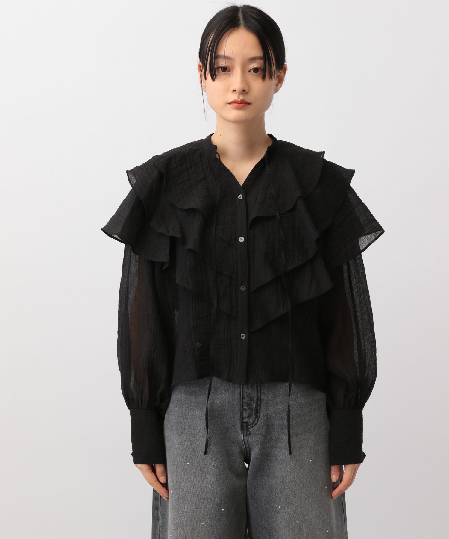 A part by 「アシメフリルクロップドブラウス」|シャツ・ブラウス|