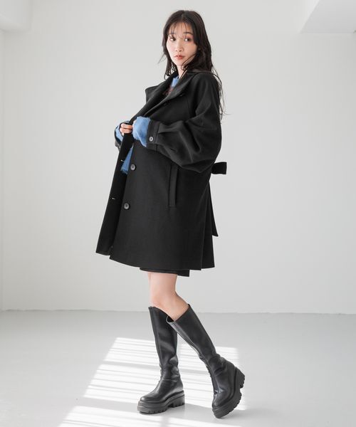 LOWRYS FARM「ウールライクミドルコート」|ピーコート|