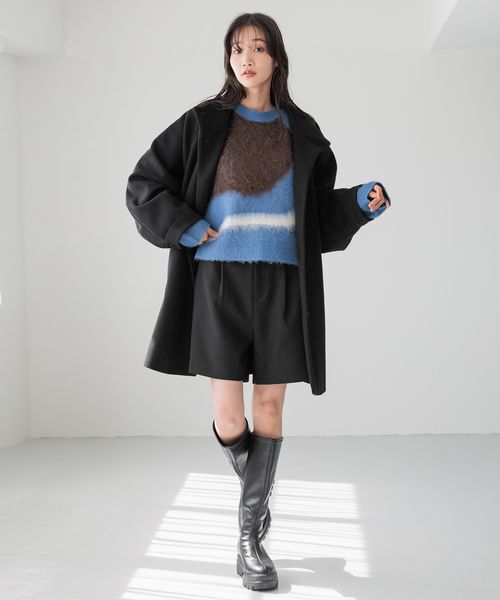 LOWRYS FARM「ウールライクミドルコート」|ピーコート|