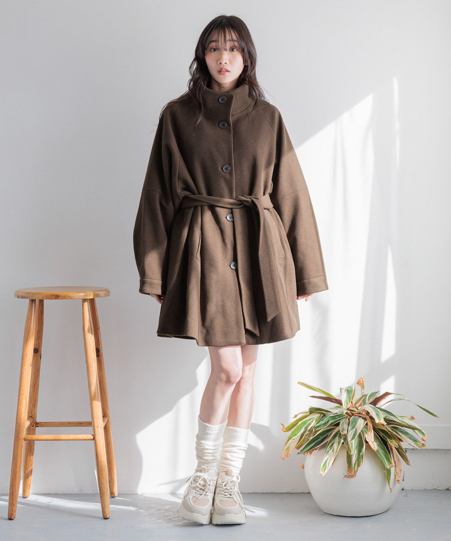 LOWRYS FARM「ウールライクミドルコート」|ピーコート|