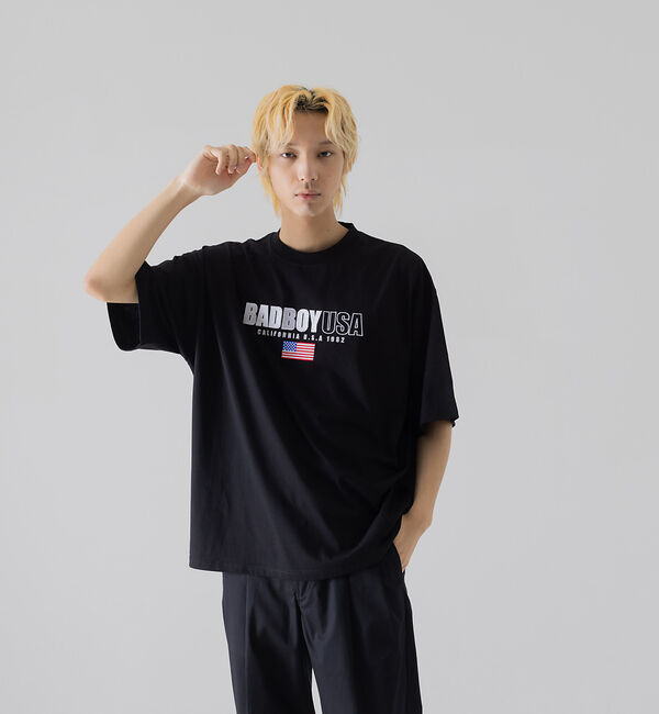 ABAHOUSE「【BADBOY / バッドボーイ】USA ロゴ パロディ Tシャツ」|Tシャツ・カットソー|ブラック