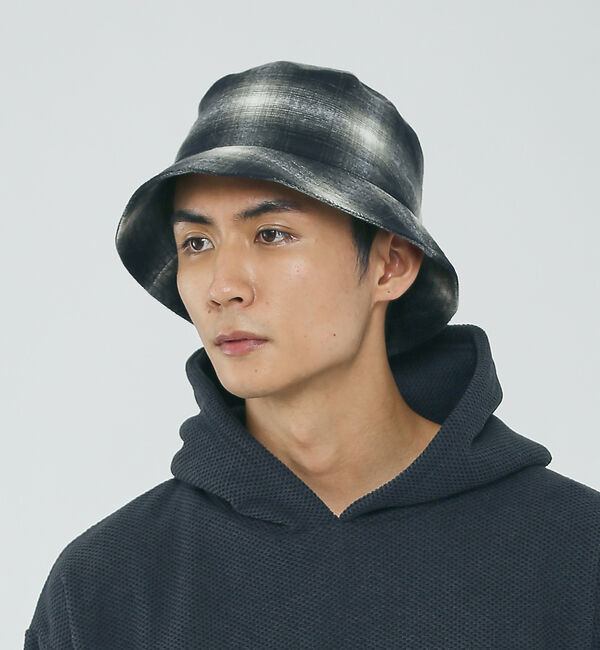 ABAHOUSE「＜BASIQUENTI＞オンブレーチェック バケットハット」|その他|ブラック
