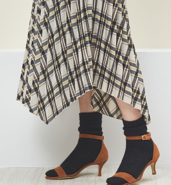 Rouge vif「ランダムヘムプリーツチェックスカート」|スカート|