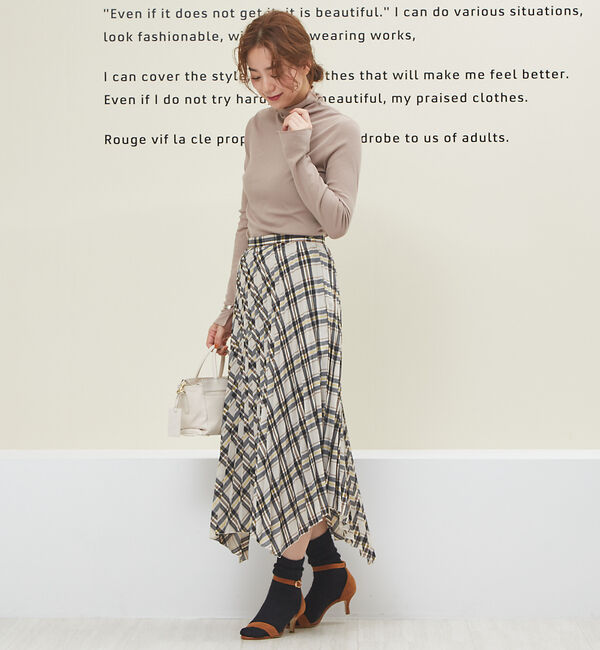 Rouge vif「ランダムヘムプリーツチェックスカート」|スカート|