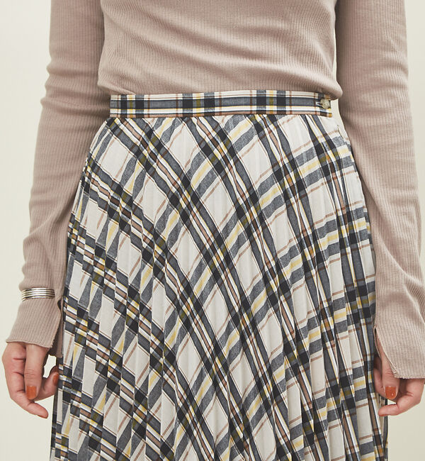 Rouge vif「ランダムヘムプリーツチェックスカート」|スカート|