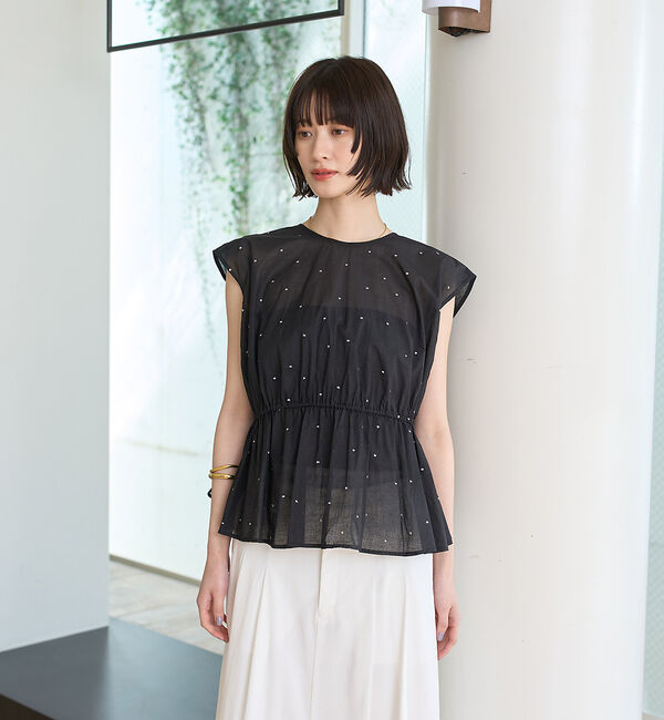 Rouge vif「シルバードット刺繍ペプラムブラウス」|シャツ・ブラウス|