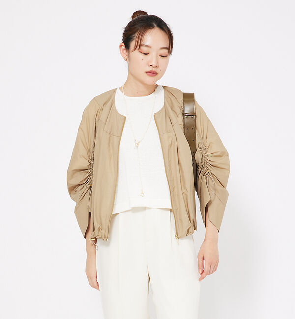 qualite「スリーブドロストブルゾン」|ブルゾン・スタジャン|ベージュ