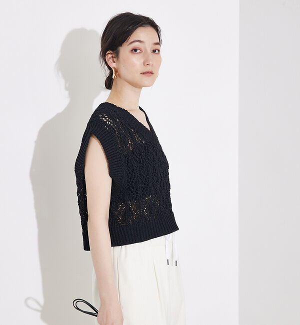 qualite「リーフローゲージニット」|ベスト・ジレ|