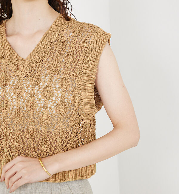 qualite「リーフローゲージニット」|ベスト・ジレ|