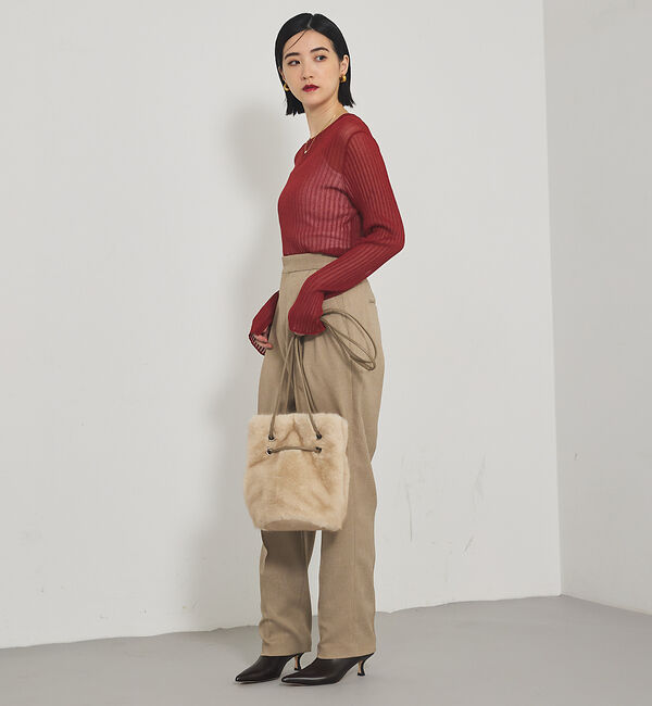 qualite「【Oggi掲載】ワイドリブシアースヌードニット/スヌード取り外し可能」|ニット・セーター|