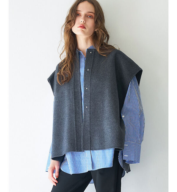 qualite「ダブルフェイスジレ」|その他|チャコールグレー