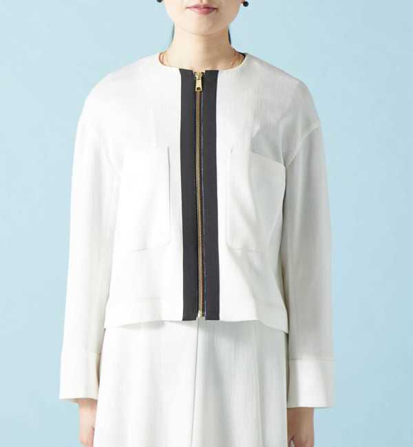 TIARA「バイカラーノーカラージャケット」|ノーカラージャケット|