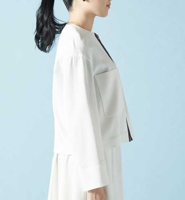 TIARA「バイカラーノーカラージャケット」|ノーカラージャケット|