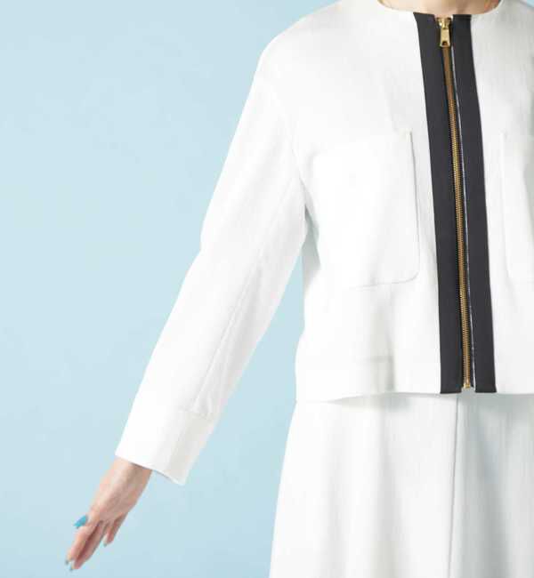 TIARA「バイカラーノーカラージャケット」|ノーカラージャケット|