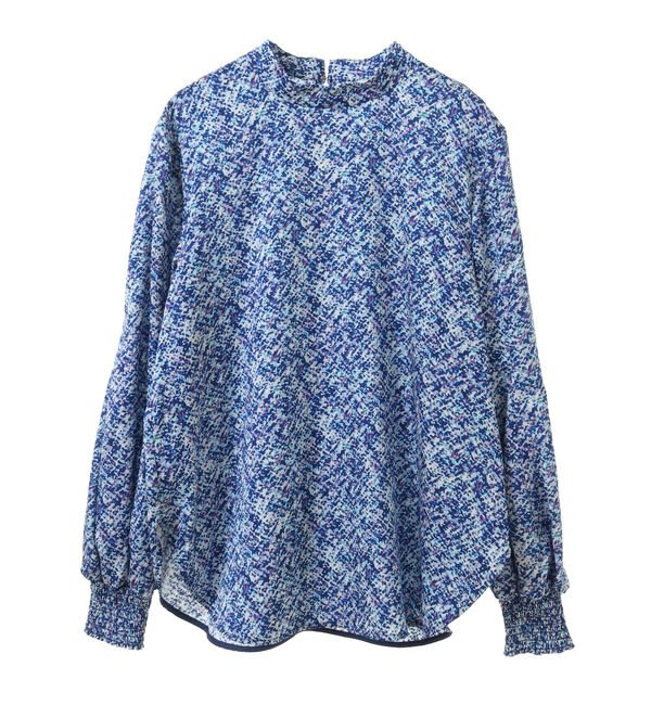 TIARA「カラースパングルプリントボリュームスリーブブラウス」|シャツ・ブラウス|ブルー