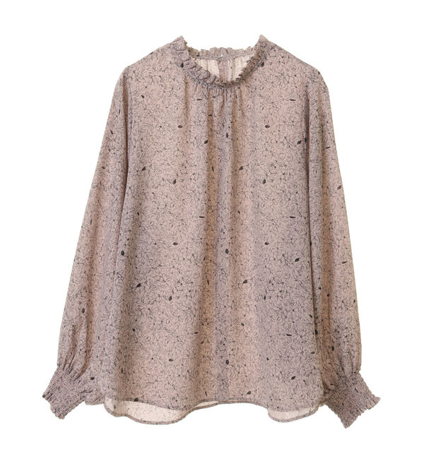 TIARA「フラワーカーテンプリントフリルネックブラウス」|シャツ・ブラウス|