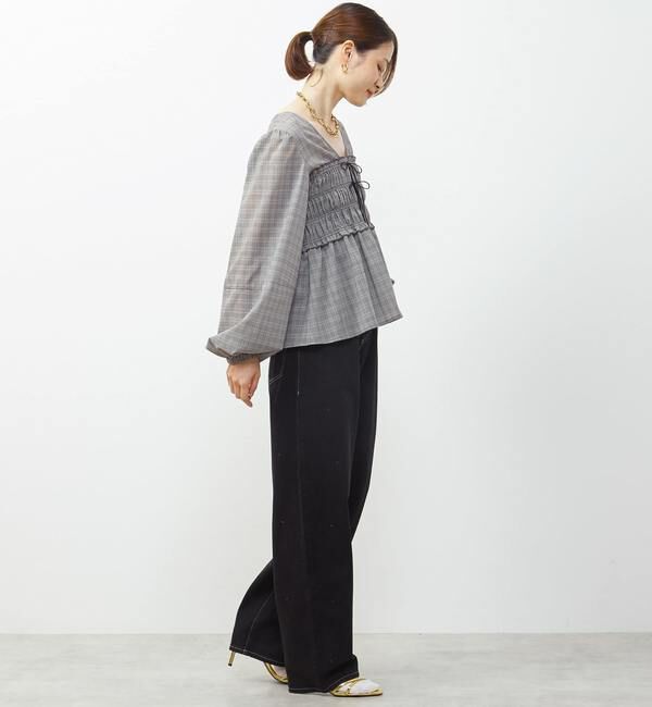 Soffitto「《WEB限定》前後2WAYシャーリングブラウス」|シャツ・ブラウス|