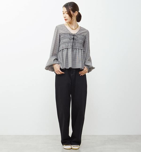Soffitto「《WEB限定》前後2WAYシャーリングブラウス」|シャツ・ブラウス|