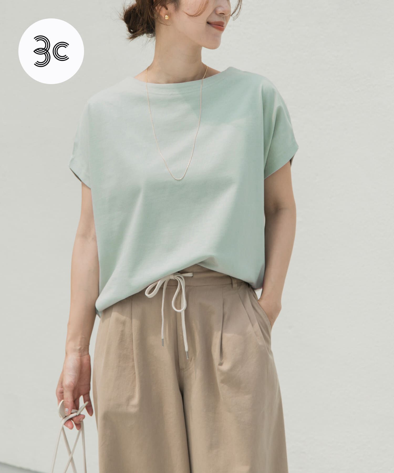 URBAN RESEARCH DOORS「ドライコットンボートネックプルオーバー」|Tシャツ・カットソー|ミント