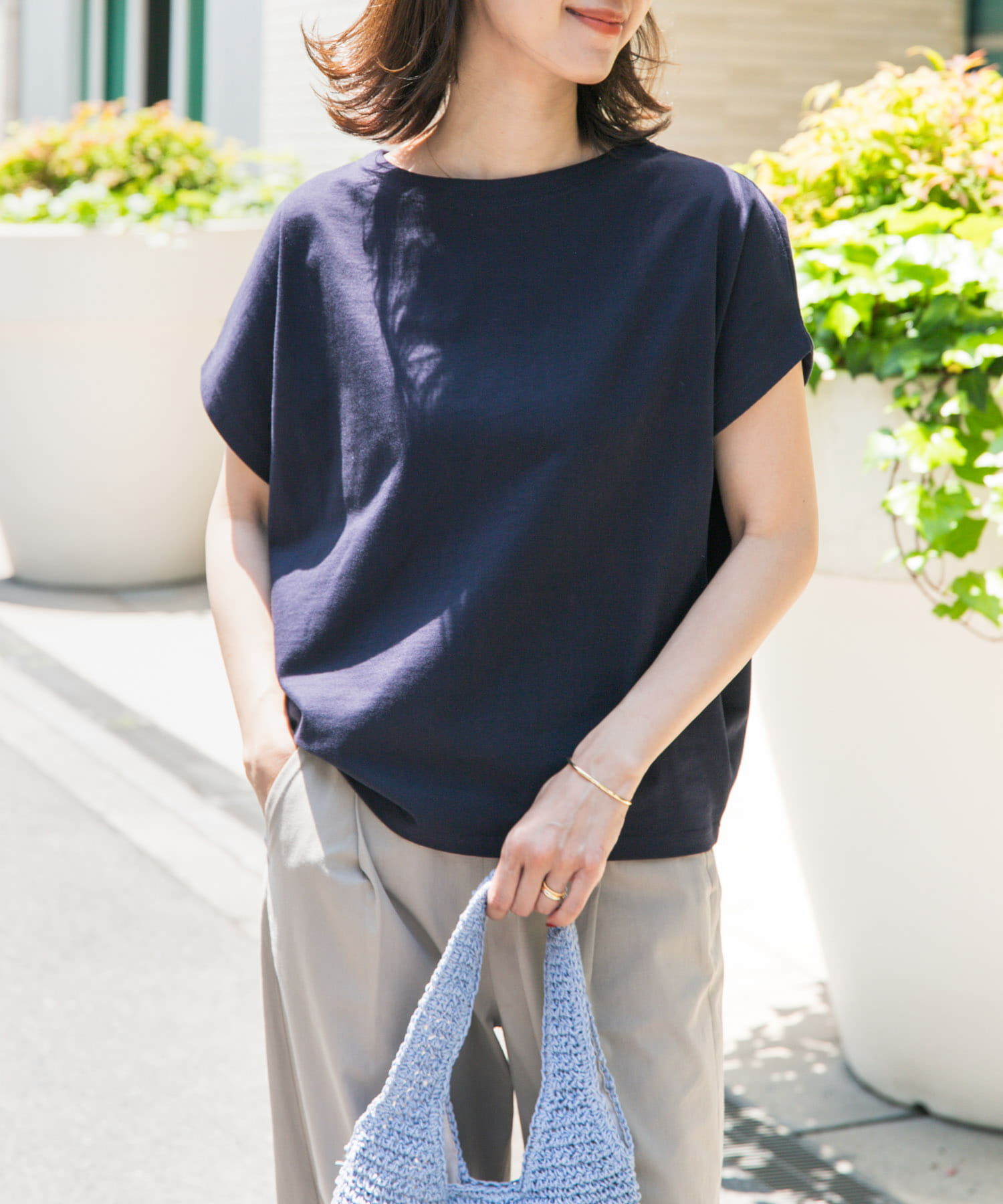 URBAN RESEARCH DOORS「ドライコットンボートネックプルオーバー」|Tシャツ・カットソー|