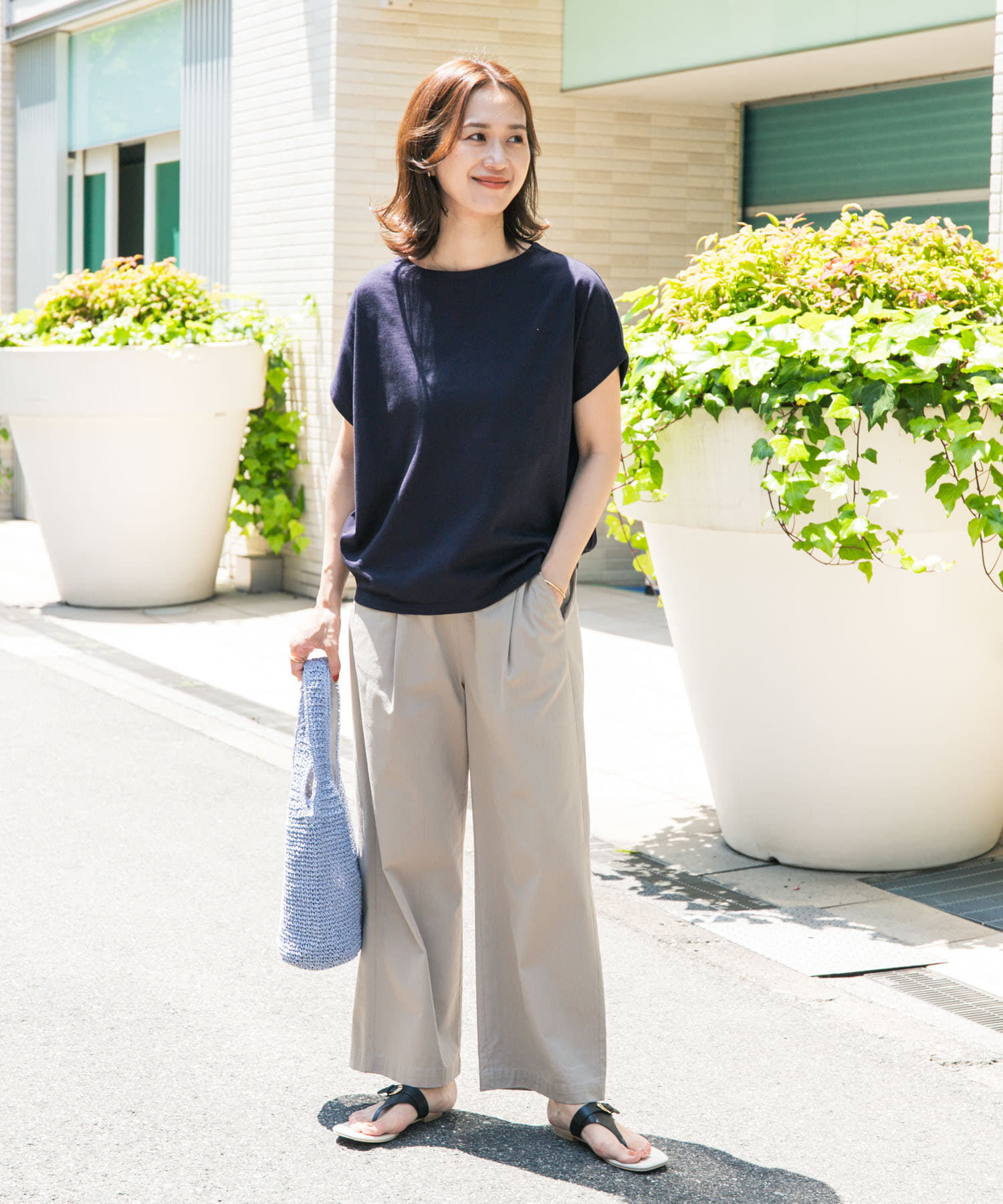 URBAN RESEARCH DOORS「ドライコットンボートネックプルオーバー」|Tシャツ・カットソー|