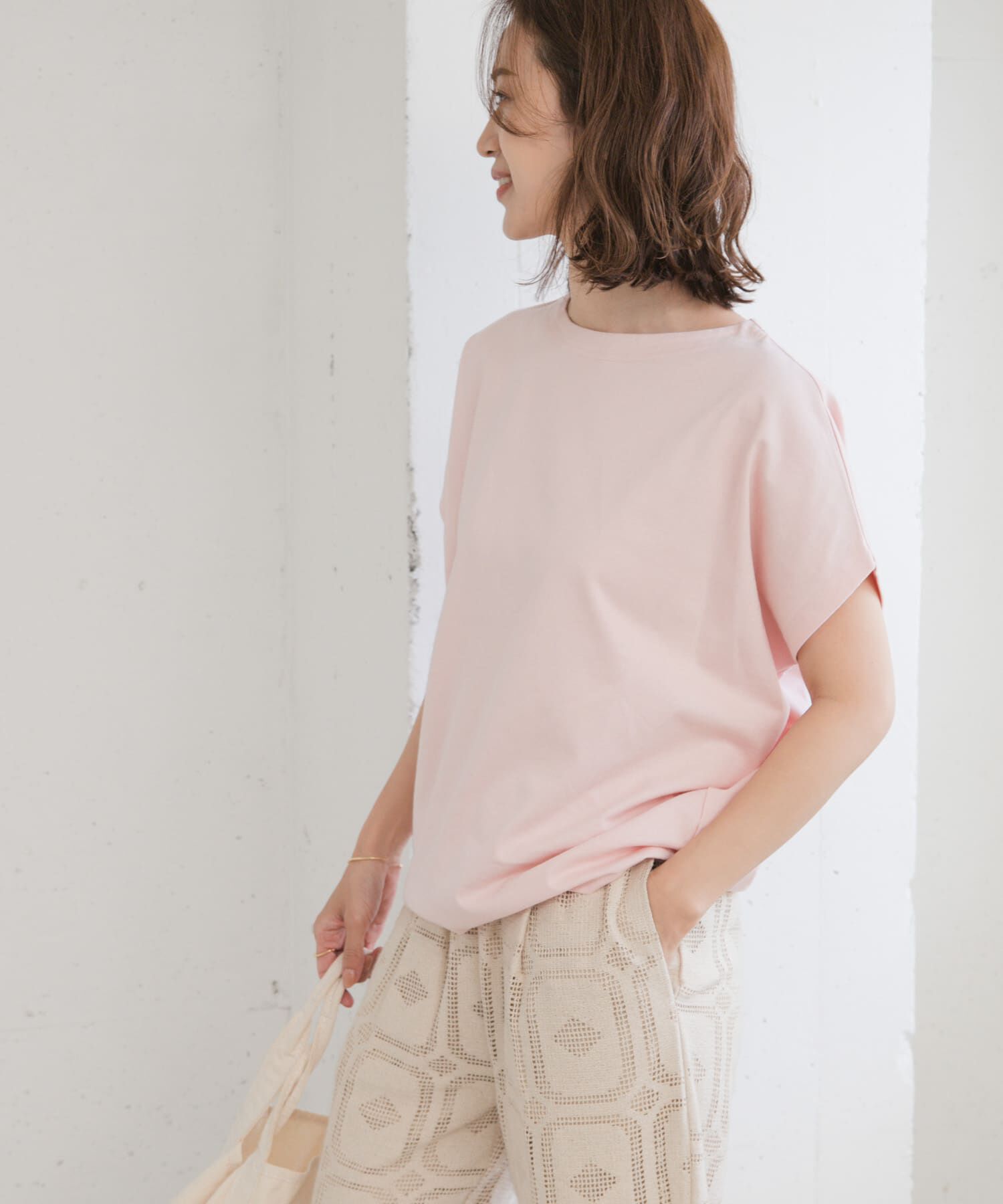 URBAN RESEARCH DOORS「ドライコットンボートネックプルオーバー」|Tシャツ・カットソー|