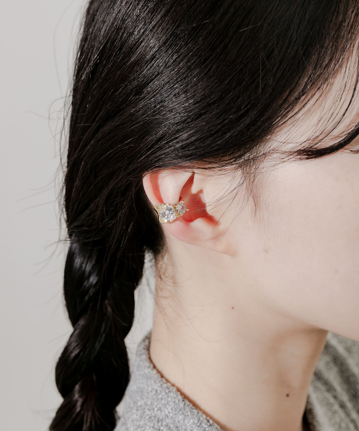 SMELLY「ビジューハートワイドイヤカフ」|イヤリング|ゴールド